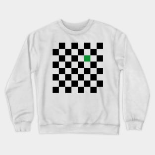 Checkered Black and White with One Green Square Crewneck Sweatshirt